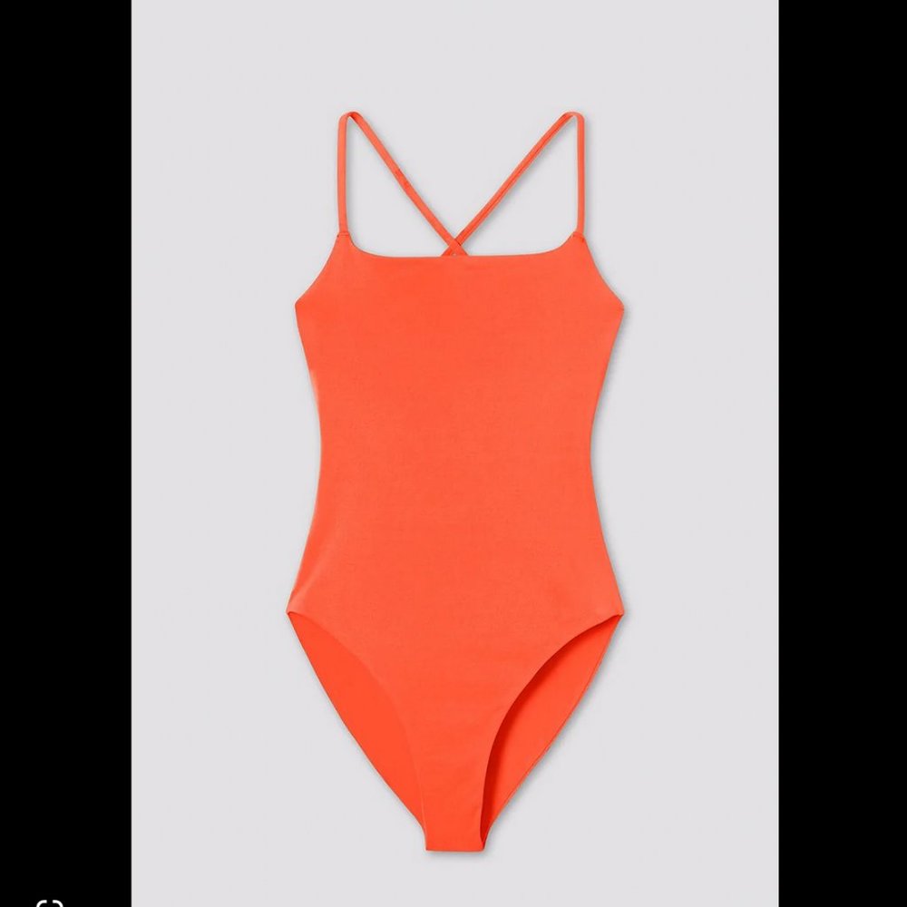 Girlfriend Collective Clemente One-Piece Swimsuit in Koi (Orange) (M)